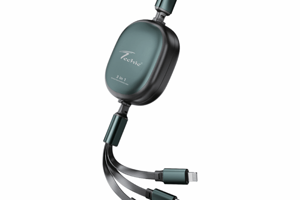 Techie 3-in-1 Retractable Charging Cable (Green)